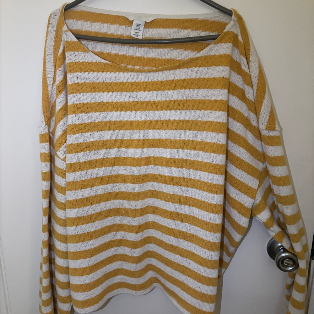 H&M Yellow and White Striped Sweater